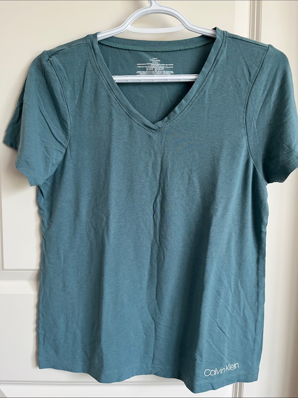 Calvin Klein Teal V-Neck Short Sleeve Tee, Size S